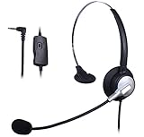 Wantek Mono Call Center Téléphone Casque avec 2,5mm Casque Jack + Micro + Volume Muet Contrôle pour Cisco Linksys SPA SPA921 SPA922 SPA941 303 501G 502G 504G 508G 509G 525G IP Téléphone(H110S01J25)