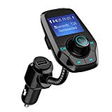 Mpow Transmetteur FM Bluetooth Kit de Voiture Mains Libres sans Fil Adaptateur Radio Chargeur de Voiture avec Double Ports USB et 3.5mm Audio Port, Marche / Arrêt Bouton pour iPhone 8 7 7 Plus, Samsung, HUAWEI, Wiko, HTC, Sony, etc.