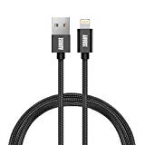 Câble Apple Lightning Certifié MFi - August TC11 - Câble Tressé Nylon pour iPhone X/8/8 Plus/7/7+/6/6+/5S - Câble Lightning Données et Recharge Rapide USB A - 1 Mètre (Noir)