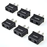 [Lot de 6] VGUARD Adaptateur Secteur FR vers US Convertisseur Prise Europeénne vers Fiche Américaine / USA pour Brancher Appareils Français France Europe aux USA pour aller aux États-Unis, Chine, Canada, Japon, Thaïlande, Mexique, Philippines, etc. - Noir