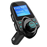Transmetteur FM Bluetooth TOPELEK Kit Voiture Sans Fil Appel Mains Libres Chargeur Allume-Cigare avec Double USB et Port Audio 3,5mm Écran d'Affichage 1,44' pour iPhone 8 7 7 Plus 6, Samsung, HUAWEI, HTC,Wiko etc.