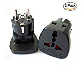 2x Adaptateur Prise UK/ Royaume Uni / UK 3 Broches vers les Prises Françaises / Européennes / France / Europe 2 Broches Adaptateur de Voyage ( Noir)