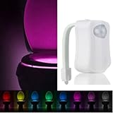 ALED LIGHT Lampe de Toilette Veilleuse LED 8 Changement de Couleurs Éclairage Capteur Détecteur PIR pour WC/ Cuvette Siège/ Salle de Bain/ Cabinet/ Lavabo/ Seau d'aisances avec un simple bouton pour Mamie Famille Enfant en aidant à prévenir des accidents