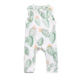Barboteuses Bébé,LuckyGirl Cactus Imprimé Combinaison Bebe Enfant Fille Sans Manches Global Briser Pantalons Longs Mignon Casual Mode Outdoor Fête Tenues-Coton- 3~18 Mois (Âge:18 Mois, Blanc)