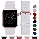 Fullmosa Compatible Bracelet Apple Watch Serie 3 38mm,Bracelet Homme/Femme Apple Watch/iwatch Serie 3 Serie2 Serie1 en Cuir Véritable,Nike+ Hermes & Edition,38mm Blanc-RGD