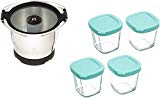 Moulinex XF387E10 Mini Bol Bébé 1,4 L pour Robot Cuiseur Companion + 4 Pots en Verre