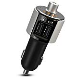 GRDE Transmetteur FM Bluetooth Kit de Voiture Mains Libres Sans Fil Adaptateur Radio, Chargeur Allume Cigare 2 Ports USB 5V/1A&3,4A Chargeur Voiture Écran LED d'Affichage Support USB Flash Drive-C27