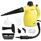 H·HOSUN Nettoyeur à vapeur multifonction classique avec serrure pour enfant，Accessoires de 9 pièces pour l'élimination des taches、Contrôle des punaises de lit、Rideaux、Les tapis、Sièges de voiture, 1050W, 3.5Bar, Jaune