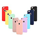 9 PCS × Coque iphone 7 Étui Silicone , Leathlux [Ultra Mince] Souple TPU Housse Protection Doux Gel Skin Coque pour Apple iphone 7 4.7 Pouces Rose, Vert, Violet, Bleu Ciel, Jaune, Rouge, Bleu Foncé, Translucide, Noir
