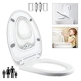 Famille Friendly Fermeture douce enfant d'apprentissage de la propreté Abattant de WC avec fixation sur le dessus des Charnières, dimensions : (L x l) : 450 mm – 490 mm (réglable) x 370 mm