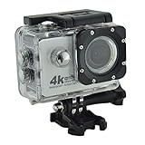 TOPmountain 4K Action Camera Sports Camera Étanche, Écran 2.0 Tft Dc5V 1A 12Mp Plein Air Full HD Camera - Argent