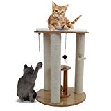 Pawz Road Meubles de Chat Chaise Ronde de luxe en Sisal Griffoir Arbre à Chat Centre d'activité avec Tapis Amovible pour Chaton Moyen et Grand beige Hauteur 24,8/63cm
