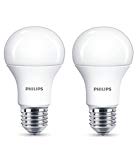 Philips Lot de 2 Ampoules LED Standard Culot E27, 13W équivalent 100W, Blanc Chaud 2700K, Dépolie