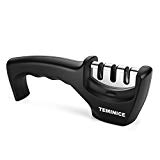 Aiguiseur de Couteaux Knife Sharpener en 3 étapes: Encoche de Sable d'émeri, Tungstène acier, Céramique ,Affûteur affûtage (Noir)