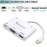 USB-C vers HDMI,VGA,2 x USB 3.0 AV Multiport numérique HUB/Adaptateur avec charge.FOINNEX USB Type C(Thunderbolt 3)dock.Mac Book Pro 2016,2017,Galaxy S8/S8 Plus.