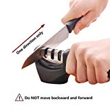 E-PRANCE Aiguiseur de Couteaux Knife Sharpener en 3 étapes: Encoche de Sable d'émeri, Tungstène acier, Céramique ,Affûteur affûtage (Noir)