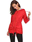 Meaneor Blouson Imperméable Femme Long Casual Léger Zip Uni Bouton Doudoune Poche