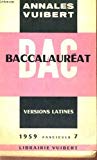Annales vuibert - bac baccalaureat - versions latines - 1959 fascicule 7