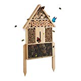 Relaxdays Hôtel à insectes nature L abri refuge maison abeille papillon coccinelle HxlxP: 60,5 x 37 x 9 cm, nature