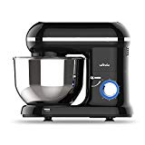 Robot de cuisine Food Processor wancle Blender 1260 W, avec 5,5 L Bol Inox, protection anti-éclaboussures, Fouet, crochet pétrisseur et fouet ballon noir (Standmixer)