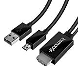 kwmobile Adaptateur MHL 5 broches - Adaptateur 5 Pin pour smartphone et tablette - Câble 1,8 m noir micro-USB vers HDMI