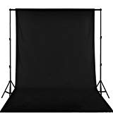 BPS Studio Fond Toile Tissu Coton Mousseline Photo Professionnel, 2.8x1.8m Fond NOIR 140g/sqm de haute densité, bord ourlé accroche-tunnel, accessoire pour studio photo