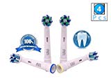 FLM Vitality White and Clean EB50A - Têtes de Remplacement pour Brosses à Dents Electriques Compatible Avec Braun Oral B, Pack de 4 Brossettes
