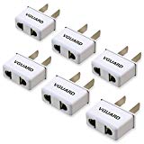 [Lot de 6] VGUARD Adaptateur Secteur FR vers US Convertisseur Prise Europeénne vers Fiche Américaine / USA pour Brancher Appareils Français France Europe aux USA pour aller aux États-Unis, Chine, Canada, Japon, Thaïlande, Mexique, Philippines, etc. - Blanc