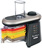 Moulinex DJ905810 Mandoline Electrique Fresh Express Cube and Stick 5 fonctions Noir/Argent