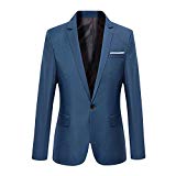 Vobaga Slim Fit Veste Blazer Casual Elegant Un Bouton Costume Manteau Jacket Homme Bleu XXL