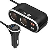 Quick Charge 3.0 Chargeur de Voiture, Te-Rich 96W Adaptateur Allume Cigare Répartiteur avec 5.4A 2 Ports USB et 2 Prises Allume-Cigare pour iPhone, Samsung, iPad,Tablets, Android, Tomtom, Dashcam, SatNav