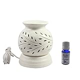 Home Decor Utilisation régulière sans Pollution faite à la main en céramique ethnique électrique Diffuseur d'arômes Brûleur à Huile avec huile de parfum de lavande | de bonne qualité Blanc Couleur électrique aromathérapie Encens Huile Warmer Qté 1