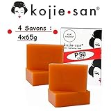 Pack Spécial 4 Savons Éclaircissant de 65g Authentique Kojic Acid Skin Lightning Soap de Kojie San (4 Savons : 4x65g)