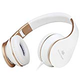 Sound Intone I65 Casque Stéréo - Nouvelle Génération, Design Ergonomique, Pliable avec Commande de volume - Compatible avec PC, Téléphones Portables Intelligents (iPhone/Samsung), PSP, Ipod et Mp3 (Blanc/OR)