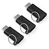 [Lot de 3] iVoler Adaptateur USB C vers Micro USB avec porte-clés, USB Type-C mâle vers Micro USB femelle Connecteur pour Samsung Galaxy S9/S9 Plus/S8/S8+/A3 2017/A5 2017/A8 2018, Huawei P10/P10 Plus/P9/P9 Plus/Honor 9/8, LG G6/G5, Asus Zenfone 5/4/3, Nexus 6P/5X, Oneplus 2/3/5, Xiaomi Mi 5/6, nouveau Apple MacBook 12'', MacBook Pro, ChromeBook Pixel, Nokia N1 Tablet e Altri Dispositivi con porta Type C - Noir