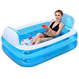 Baignoire pliante gonflable, grande taille baignoire double portable baignoire bleue d'isolation plus épaisse SPA adulte piscine antidérapante enfants, pliable douche d'air de voyage bassin baignoire