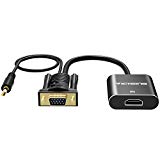 Adaptateur HDMI vers VGA, VICTSING Adaptateur Convertisseur HDMI Femelle vers VGA Mâle 1080P en Alliage d'aluminium avec Câble Audio 3.5mm pour MacBook, Chromebook, XBOX, 360, PS3, PS4, lecteur DVD, Tablet PC, Digital Set-top Box, Appareil Photo Numérique, SLR Caméra