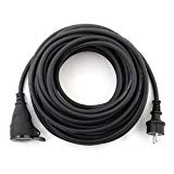 Rallonge électrique 10 m en caoutchouc de marque Bronson++ - H07RN-F 3G 1,5mm² avec clapet de sécurité, IP44, Câble d'extension pour usage extérieur - Type F Schuko - Noir - 10 mètres
