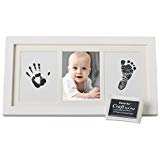 SUPERBE KIT D’EMPREINTES DE PIEDS ET MAINS POUR BEBE pour Liste de naissance fille et garçon, Cadeaux pour liste de naissance, Souvenir mémorable Décorations murale ou pour table, Encre Pad et cadres 10CM x 15CM en bois de qualité, deco bebe, Cadre bébé, empreinte de bébé