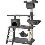 TecTake Arbre á chat géant grattoir griffoir et centre d'activités 141cm - diverses couleurs au choix - (Gris | No. 401853)