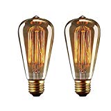 YUNLIGHTS 2 Pack Dimmable Edison Lampe ST64 220-240V 40W 140lm E27 Edison Ampoule Antique Lampe Filament Vintage Blanc Chaud