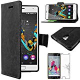 ebestStar - Etui Wiko U Feel - Housse Coque Etui Portefeuille Support PU Cuir + Film protection écran en VERRE Trempé, Couleur Noir [Dimensions PRECISES de votre appareil : 143.5x71.5x8.5 mm, écran 5.1'']