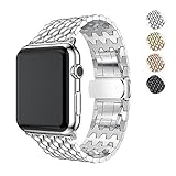 For Apple Watch Bracelet 42mm/38mm,WAfeel Top Premium Solid Stainless Steel Metal iWatch Strap Replacement Bracelet for Apple Watch Series 3, Series 2, Series 1— Or Rose (Argent, 38mm)