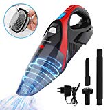 Aspirateur Voiture, HOMPO Aspirateur à Main Sans Fil Rechargeable Batterie 2600mAh Puissant Avec Filtre en Acier Inoxydable Durable et LED Lumière pour Maison et Voiture