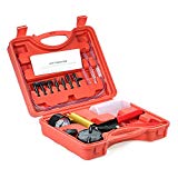 KKmoon 17pcs Pompe à Dépression Purge Purgeur Liquide de Frein Testeur à Vide Professionnel 2 en 1 Outil Kit Aspirateur Testeur pour Voiture Outil Manuelle Coffret Rouge