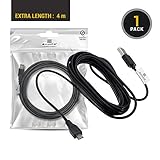 EXINOZ 4m Câble de recharge pour le contrôleur de PS4 DualShock et Xbox One | Cordon USB de longueur idéal pour Playstation 4 et Xbox I Câble de haute qualité avec 1 an garantie de remplacement (Noir)