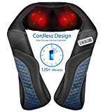 MaxKare Appareil de Massage sans Fil Shiatsu Masseur Portable pour Dos, Cou, Nuque et Épaules 3D Rotation Bidirectionnelle avec Fonction de Chauffage Rechargeable Utilisation sans Mise