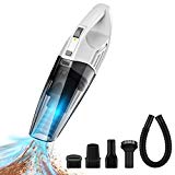 Aspirateur à Main Sans Fil Rechargeable 4Kpa Homasy Petit Aspirateur Portatif Léger, Base de Chargement Mural, Aspiration Cyclonique, Charge Rapide pour Voiture, Table, Bureau, Canapé, Maison, Animaux