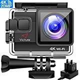 Victure Caméra Sport 4K WiFi 20MP Appareil Photo Caméscope Étanche 30M avec Angle Réglable Caméra Action à Écran 2”, 2 Batteries 1 Chargeur et Fonction Stabilisation Pour Sports Voyage