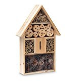 Relaxdays Hôtel à insectes HxLxP 48x31x10 cm Abri en Bois pour Papillons Abeilles Coccinelles Guêpes Naturel
